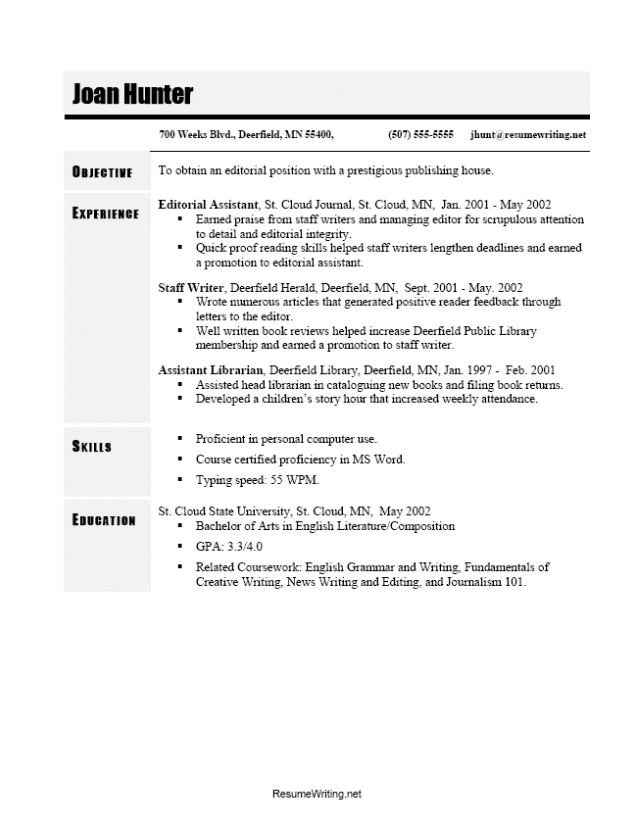 reverse chronological resume sample