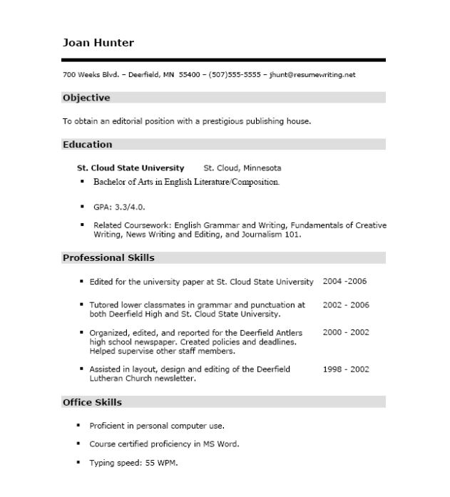 skills resume sample