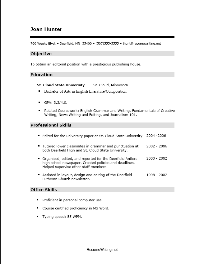 resume skills sample a
