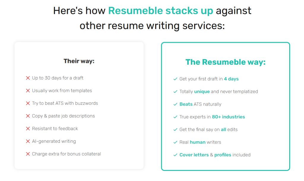 how resumeble stacks up against other resume writing services