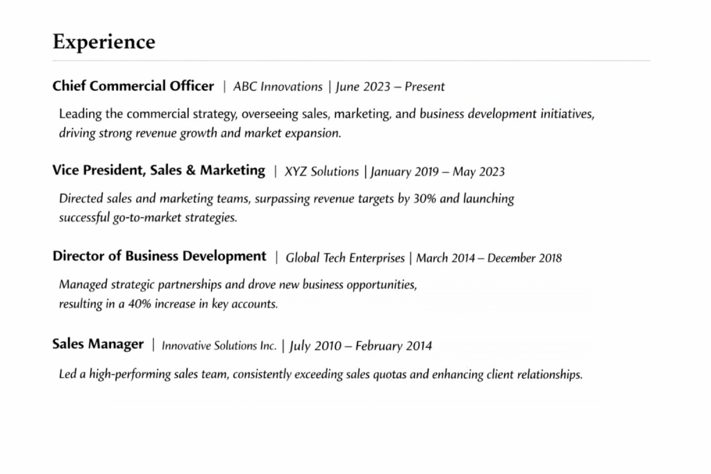 optimize your experience section