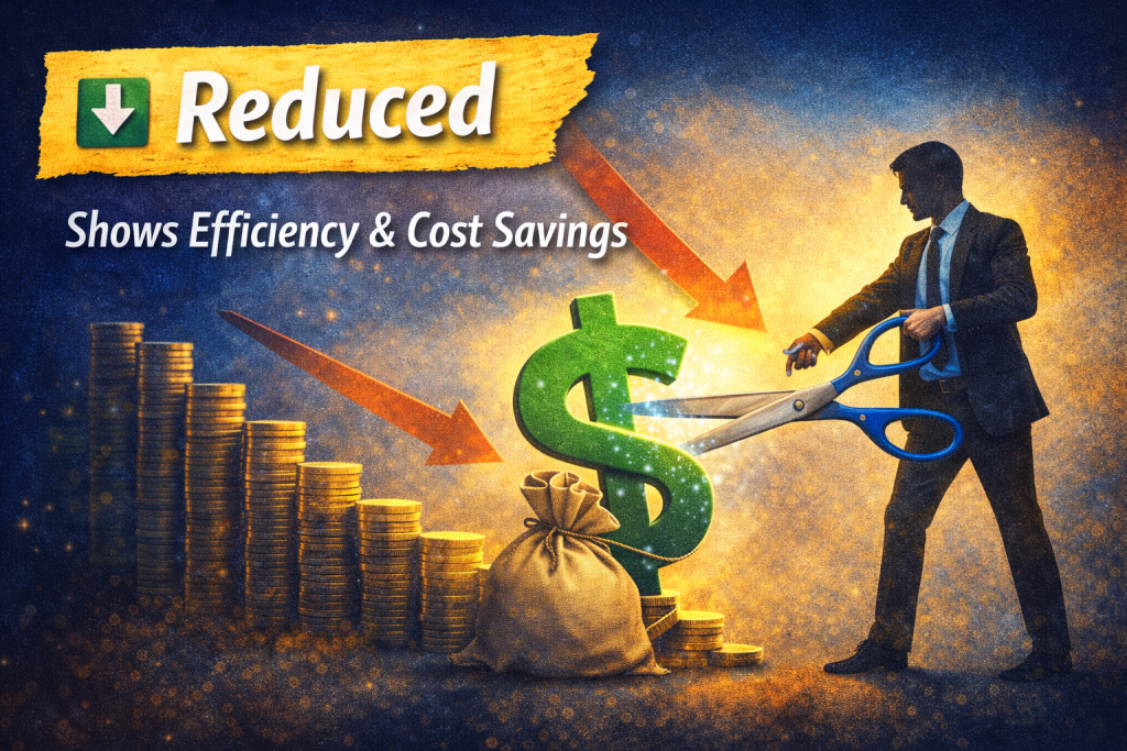 reduced - shows efficiency and cost savings
