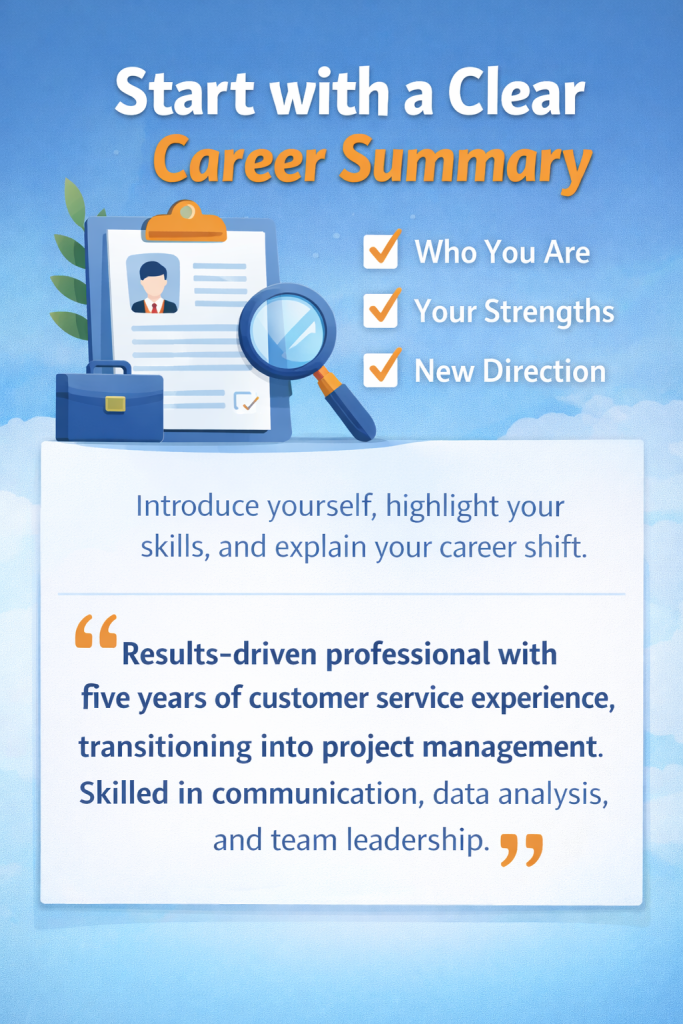 start with clear career summary