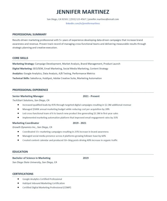 ats professional resume template