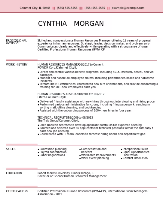 Chronological with Skills Highlight