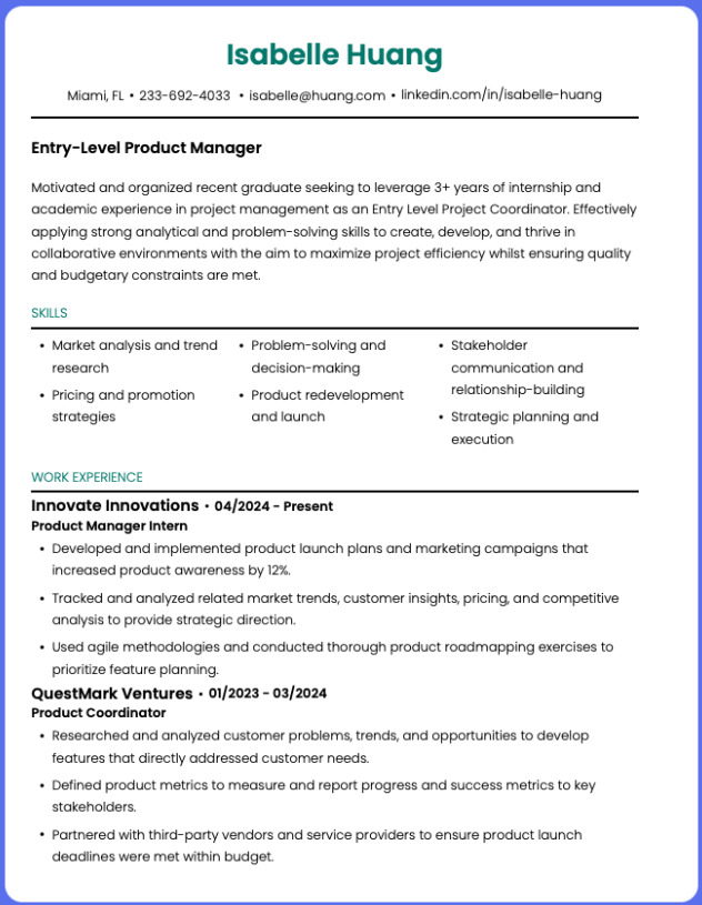 hybrid combination resume template