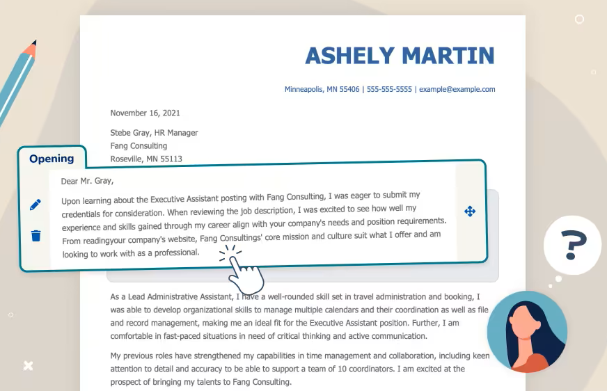 align your cover letter