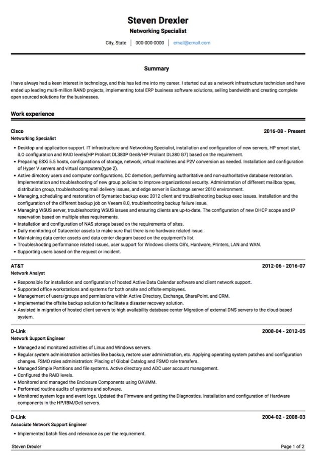 reverse chronological resume template